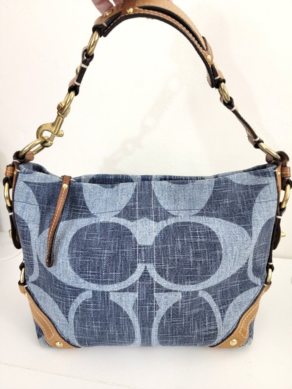 Vintage Coach Medium Carly Bag in Blue Denim 10794
